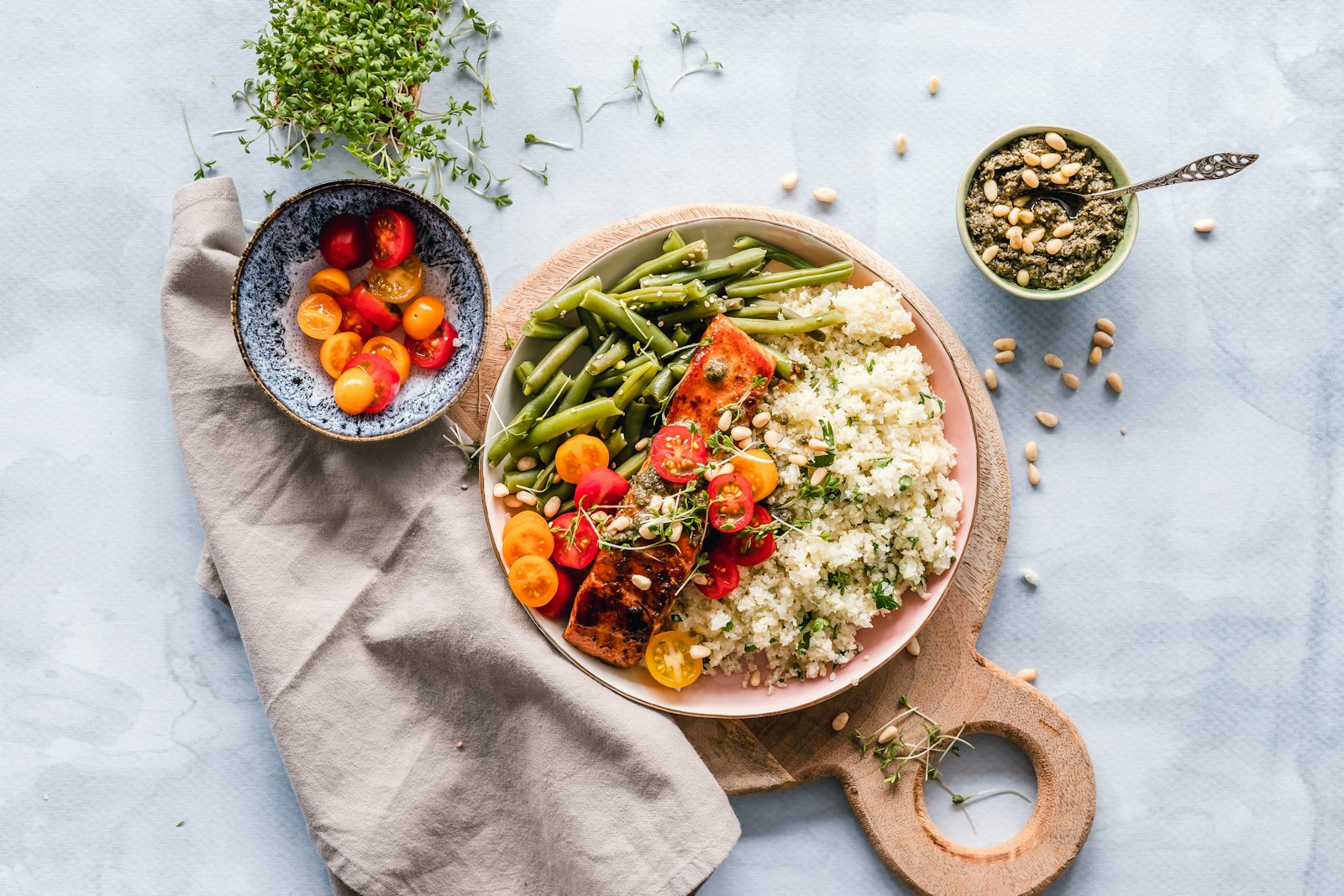 A fresh, colourful balanced meal bowl